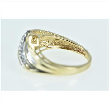 10K Wavy Diamond Vintage Statement Band Yellow Gold Ring, Size 7.25