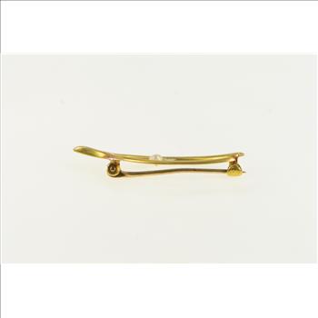 10K Wish Bone Good Luck Lucky Pearl Yellow Gold Pin/Brooch