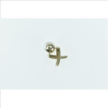 10K X Criss Cross Diamond Pearl Slide Yellow Gold Pendant