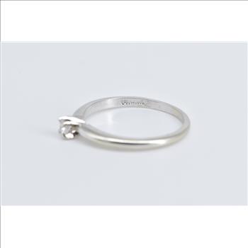 14K 0.10 Ct Diamond Solitaire Classic Engagement White Gold Ring, Size 6