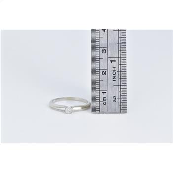 14K 0.10 Ct Diamond Solitaire Classic Engagement White Gold Ring, Size 6