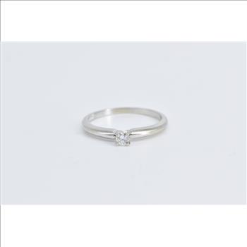 14K 0.10 Ct Diamond Solitaire Classic Engagement White Gold Ring, Size 6