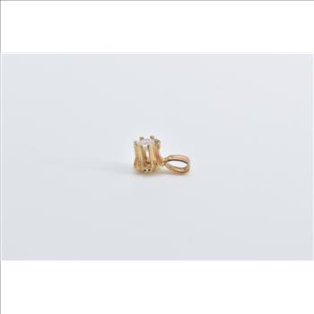 14K 0.10 Ct Diamond Solitaire Simple Fashion Yellow Gold Pendant