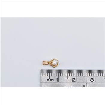 14K 0.10 Ct Diamond Solitaire Simple Fashion Yellow Gold Pendant