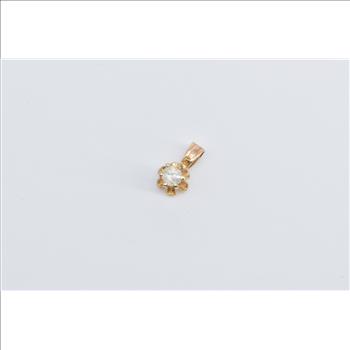 14K 0.10 Ct Diamond Solitaire Simple Fashion Yellow Gold Pendant