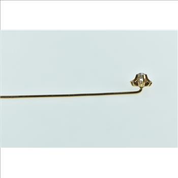 14K 0.11 Ct Old European Cut Diamond Flower Yellow Gold Stick Pin
