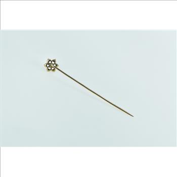 14K 0.11 Ct Old European Cut Diamond Flower Yellow Gold Stick Pin