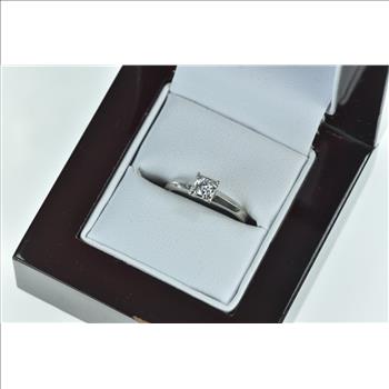 14K 0.15 Ct Diamond Solitaire Promise Engagement White Gold Ring, Size 4.5