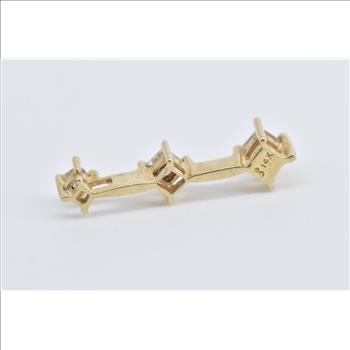 14K 0.15 Ctw Princess Diamond Tiered Bar Drop Yellow Gold Pendant