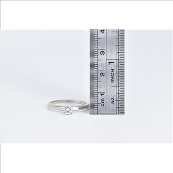 14K 0.17 Ct Diamond Solitaire Classic Engagement White Gold Ring, Size 7