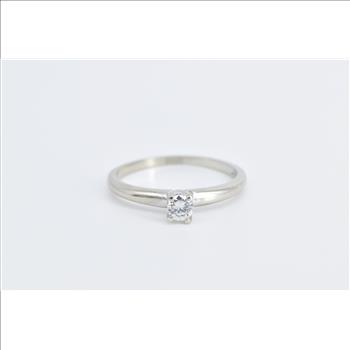14K 0.17 Ct Diamond Solitaire Classic Engagement White Gold Ring, Size 7