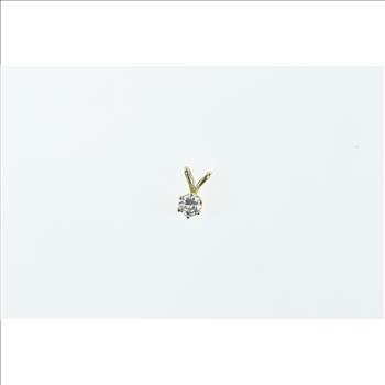 14K 0.17 Ct Diamond Solitaire Classic Simple Yellow Gold Pendant