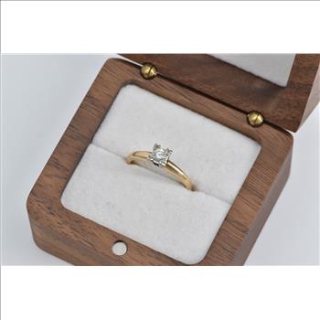 14K 0.17 Ct Diamond Solitaire Engagement Yellow Gold Ring, Size 5.5