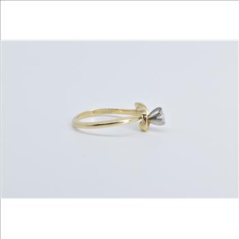 14K 0.17 Ct Diamond Solitaire Wavy Engagement Yellow Gold Ring, Size 6