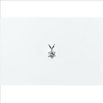 14K 0.20 Ct Diamond Solitaire Classic Round Vintage White Gold Pendant