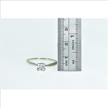 14K 0.20 Ct Princess Diamond Promise Engagement White Gold Ring, Size 8.25