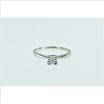 14K 0.20 Ct Princess Diamond Promise Engagement White Gold Ring, Size 8.25
