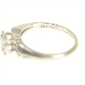 14K 0.20 Ctw Diamond Solitaire Classic Engagement White Gold Ring, Size 4.75