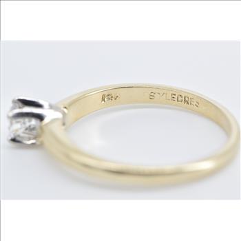 14K 0.21 Ct Diamond Solitaire Classic Engagement Yellow Gold Ring, Size 6.5