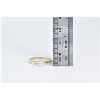 14K 0.21 Ct Diamond Solitaire Classic Engagement Yellow Gold Ring, Size 6.5