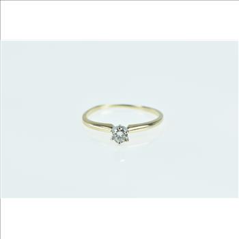 14K 0.21 Ct Diamond Solitaire Engagement Yellow Gold Ring, Size 7.25