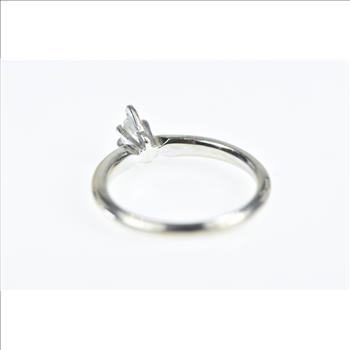 14K 0.21 Ct Marquise Diamond Solitaire Engagement White Gold Ring, Size 6.75