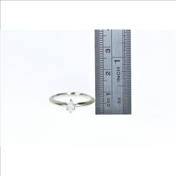 14K 0.21 Ct Marquise Diamond Solitaire Engagement White Gold Ring, Size 6.75