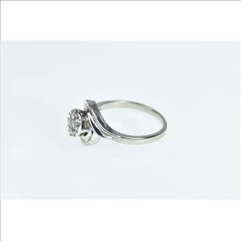 14K 0.21 Ct Round Diamond Cluster Bypass White Gold Ring, Size 6.5