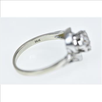 14K 0.21 Ct Round Diamond Cluster Bypass White Gold Ring, Size 6.5