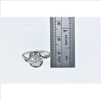 14K 0.21 Ct Round Diamond Cluster Bypass White Gold Ring, Size 6.5
