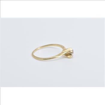 14K 0.22 Ct Diamond Solitaire Swirl Engagement Yellow Gold Ring, Size 4.75