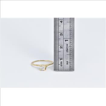 14K 0.22 Ct Diamond Solitaire Swirl Engagement Yellow Gold Ring, Size 4.75