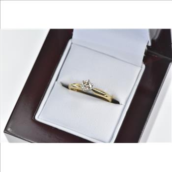 14K 0.24 Ct Classic Diamond Solitaire Engagement Yellow Gold Ring, Size 6