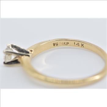 14K 0.24 Ct Diamond Solitaire Classic Engagement Yellow Gold Ring, Size 5.75
