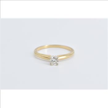 14K 0.24 Ct Diamond Solitaire Classic Engagement Yellow Gold Ring, Size 5.75