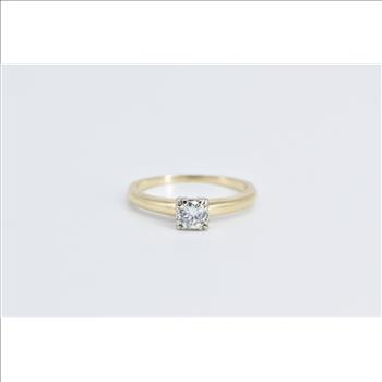 14K 0.25 Ct Diamond Solitaire Classic Engagement Yellow Gold Ring, Size 4.75