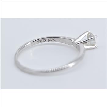 14K 0.25 Ct Natural Diamond Solitaire Engagement White Gold Ring, Size 7