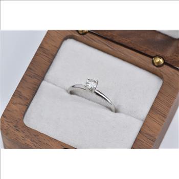 14K 0.25 Ct Natural Diamond Solitaire Engagement White Gold Ring, Size 7