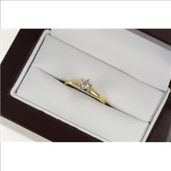 14K 0.25 Ct Old Mine Cut Diamond Engagement Yellow Gold Ring, Size 8