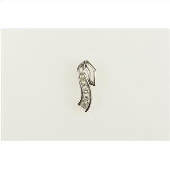 14K 0.25 Ctw Diamond Graduated Wavy White Gold Pendant