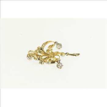 14K 0.25 Ctw Diamond Victorian Ornate Scroll White Gold Pendant