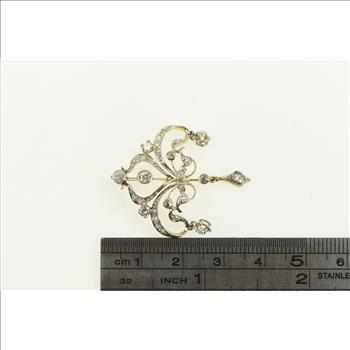 14K 0.25 Ctw Diamond Victorian Ornate Scroll White Gold Pendant
