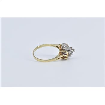 14K 0.25 Ctw Diamond Wavy Cluster Statement Yellow Gold Ring, Size 8.75