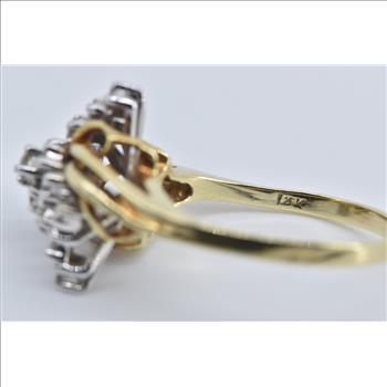 14K 0.25 Ctw Diamond Wavy Cluster Statement Yellow Gold Ring, Size 8.75