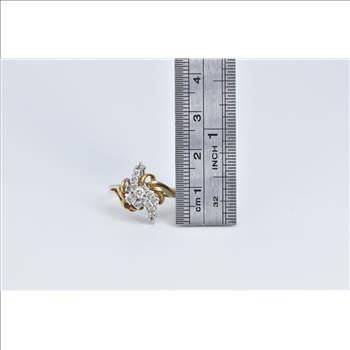 14K 0.25 Ctw Diamond Wavy Cluster Statement Yellow Gold Ring, Size 8.75