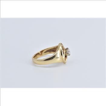 14K 0.25 Ctw Natural Diamond Halo Promise Yellow Gold Ring, Size 3.5