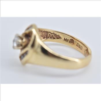 14K 0.25 Ctw Natural Diamond Halo Promise Yellow Gold Ring, Size 3.5