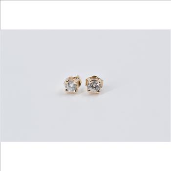 14K 0.25 Ctw Natural Diamond Solitaire Stud Yellow Gold Earrings