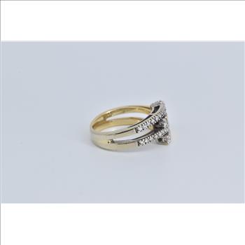 14K 0.25 Ctw Natural Diamond Wrap Layered Band Yellow Gold Ring, Size 5.75