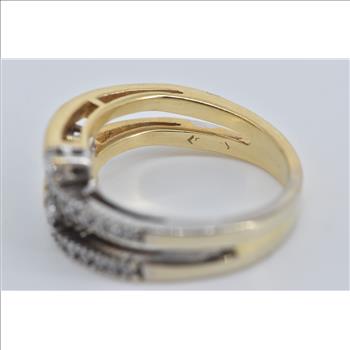 14K 0.25 Ctw Natural Diamond Wrap Layered Band Yellow Gold Ring, Size 5.75